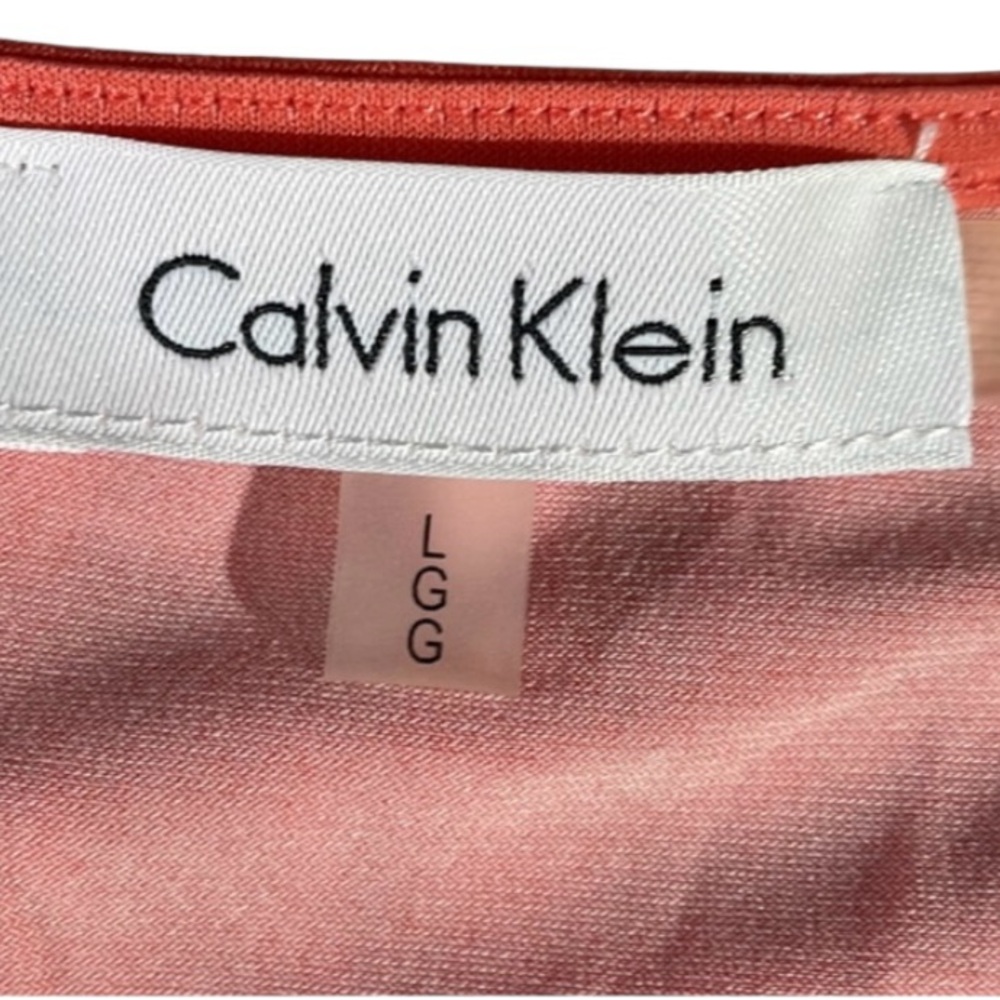 Calvin Klein Top NWOT Orange/White/tan gradient animal print Sz L - Picture 9 of 9